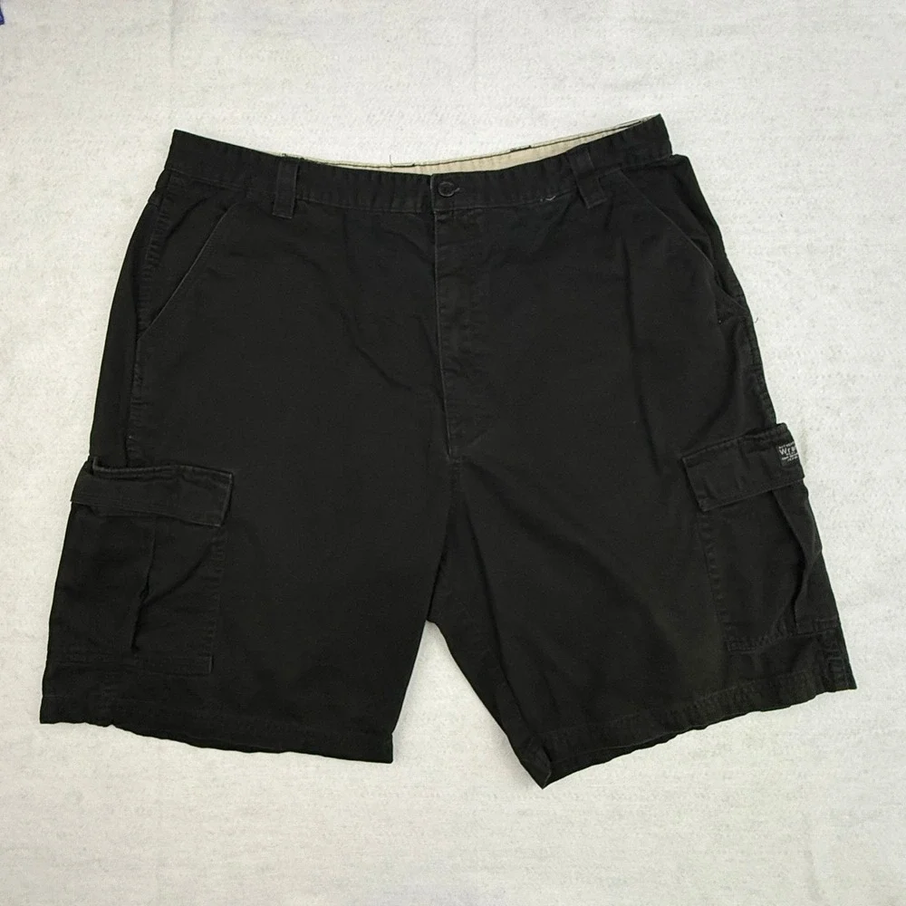 Wrangler Cargo Shorts Mens 40 Black Casual Outdoor Cotton Relaxed Fit